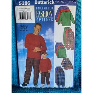 Butterick Sewing pattern 5286 men boys top pants shorts